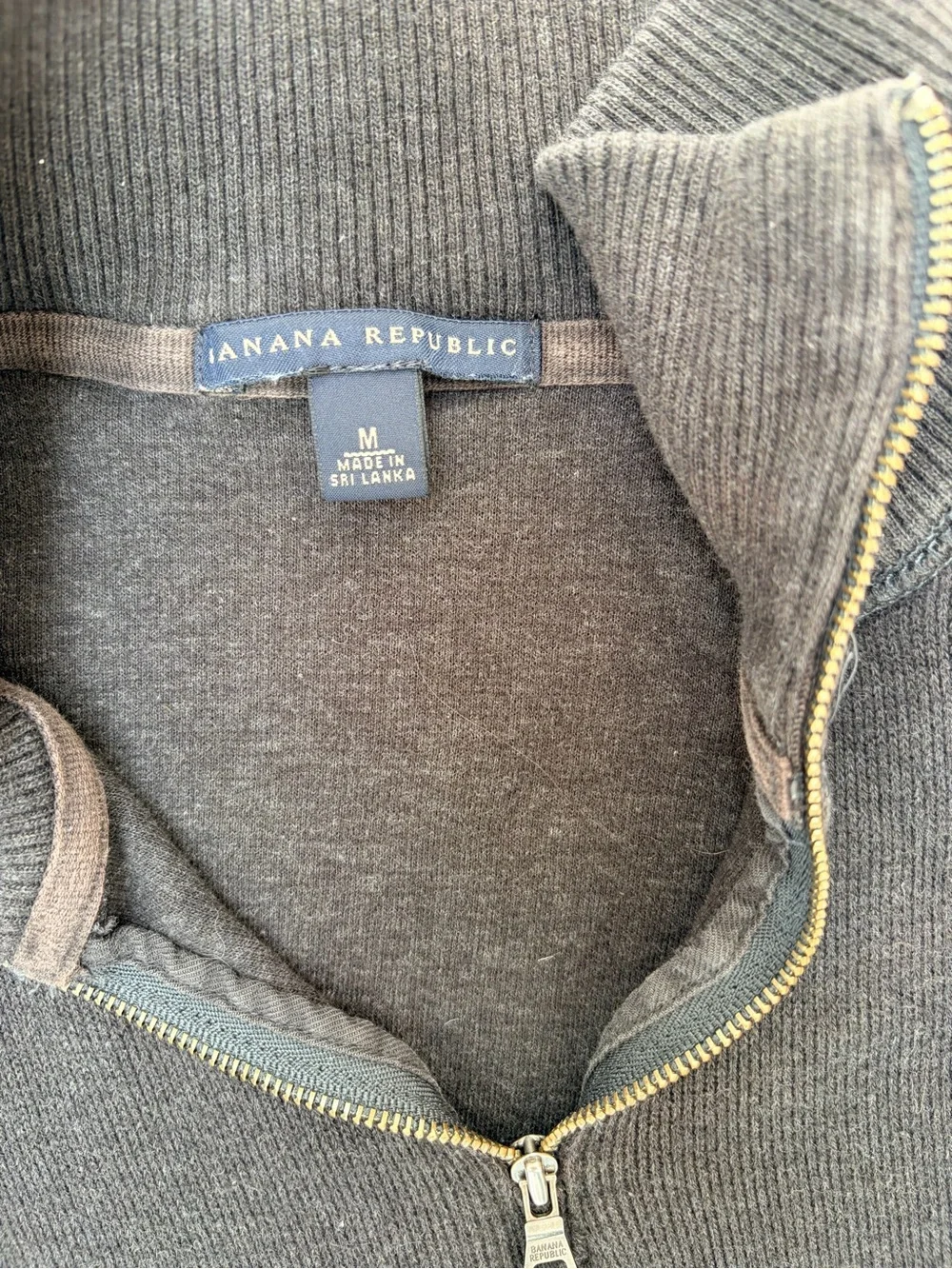 Men's Navy Quarter-Zip Sweater with Contrast Yoke